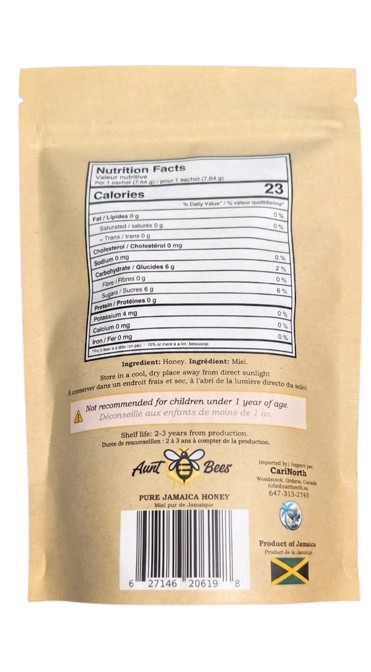 Pouch back with nutrition facts